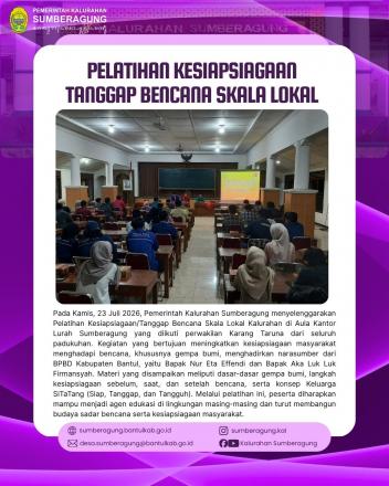Karang Taruna Sumberagung Ikuti Pelatihan Kesiapsiagaan Tanggap Bencana Skala Lokal