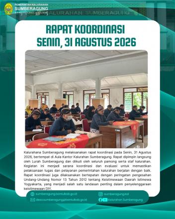 RAPAT KOORDINASI SENIN, 31 AGUSTUS 2026