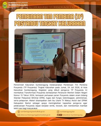 Perkuat Pemahaman Pengurus, Kalurahan Sumberagung Gelar Pembinaan TP Posyandu Tingkat Kalurahan